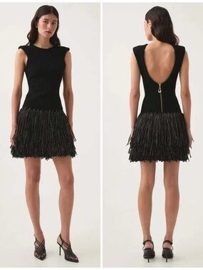 AJE Rushes Raffia Knit Mini Dress Size XS